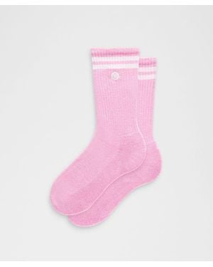 lululemon – Daily Essential Crew Socks Stripe – – Size Large - Pink