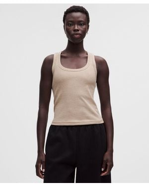 lululemon – Little Ribbed Scoop-Neck Tank Top – Colour Khaki – Size Large - Black