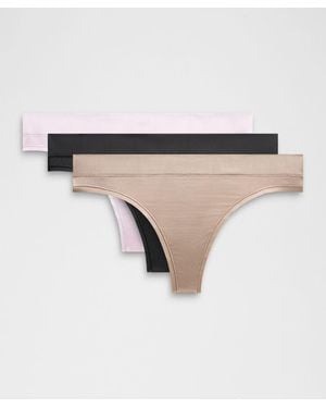 lululemon – Underease Mid-Rise Thong Underwear 3 Pack – – - Natural