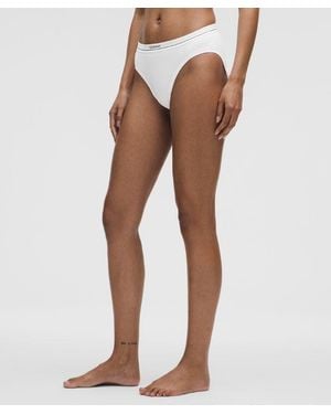 lululemon Stretch Cotton Ribbed Logo Super-High-Rise Bikini Underwear - White