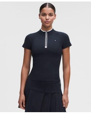 lululemon – Knit Golf Mockneck Short-Sleeve Shirt – – Size Large - Blue