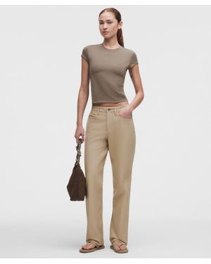 lululemon – Easyfive Mid-Rise Relaxed-Straight Trousers Regular – Colour Khaki – Size 28 - Natural