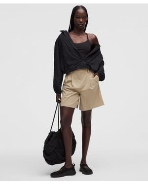 lululemon – Daydrift Pleated High-Rise Shorts – 7" – Colour Khaki – Size Large - Black