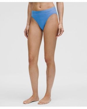 lululemon Stretch Cotton Ribbed Logo Super-High-Rise Bikini Underwear - Blue