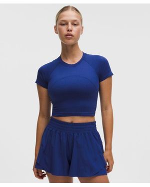lululemon – Swiftly Tech Cropped Short-Sleeve Shirt 2.4 – – Size 4 - Blue