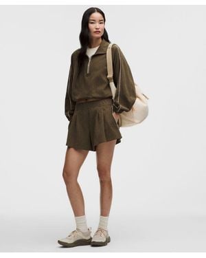 lululemon – Seersucker High-Rise Pleated Shorts – 3.5" – – Size Large - Brown