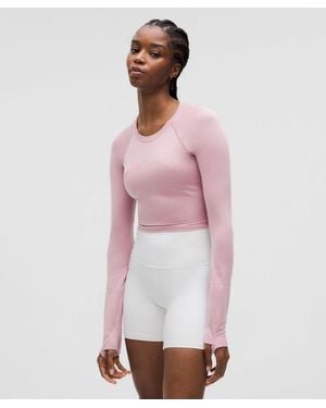 lululemon – Swiftly Tech Cropped Long-Sleeve Shirt 2.4 – – Size 4 - Pink