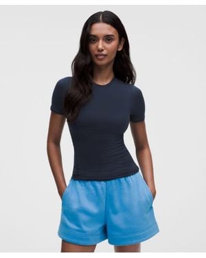 lululemon Wundermost Ultra-Soft Nulu Hip-Length Crewneck Shirt - Blue