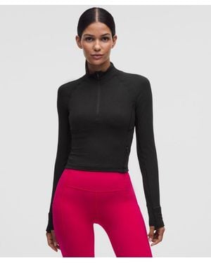 lululemon – It's Rulu Cropped Half Zip Long-Sleeve Top Chevron – – Size Large - Red