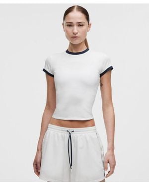 lululemon – Organic Ringer Baby Tee Courtside – – Size Large - White