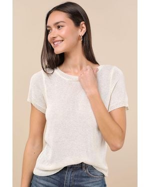 Lulus Clean Aesthetic Cream Short Sleeve Jumper Top - Natural