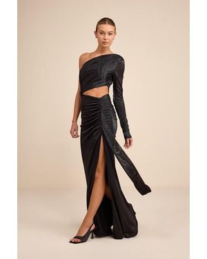 Lulus Demaria Slinky Knit Cutout One-Shoulder Mermaid Maxi Dress - Black