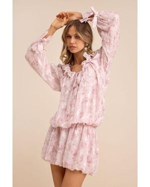 Lulus Marcia Floral Ruffled Drop Waist Mini Dress - Pink