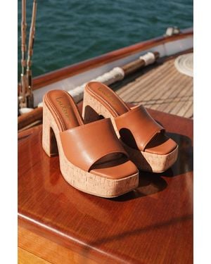 Lulus Drexel Platform Slide Sandals - Brown