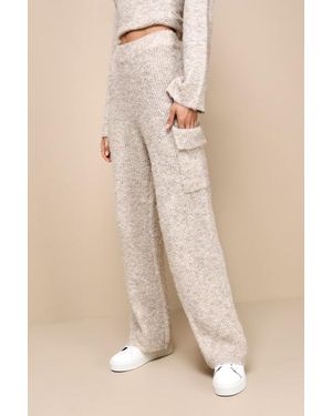Lulus Signature Sunday Heather Knit Sweater Pants - Brown