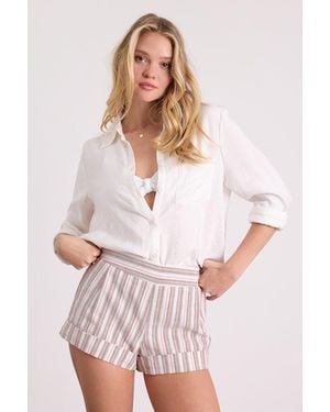 Lulus Ambrea Multi Striped Linen High-Rise Shorts - White