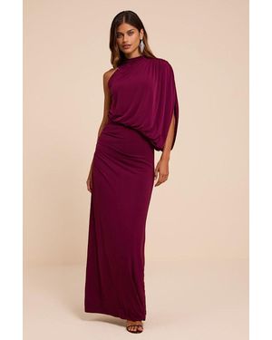Lulus Hannah Plum One-Shoulder Maxi Dress - Red