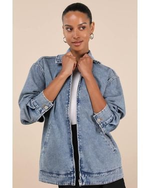 Lulus Marella Light Wash Oversized Denim Jacket - Blue