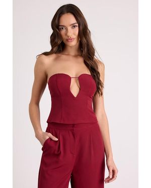 Lulus Nasia Strapless Cutout Crop Top - Red