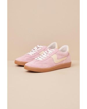 Dolce Vita Notice Guava Suede Leather Colour Block Lace-Up Trainers - Pink