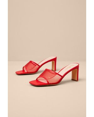 Lulus Roreto Mesh High Heel Slide Sandals - Red