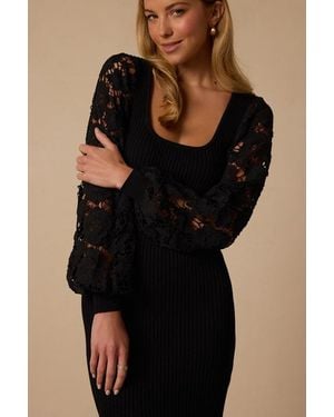 Lulus Penny Lace Sleeve Mini Dress - Black