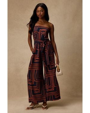 Lulus Lanora Abstract Print Wide-Leg Jumpsuit - Brown
