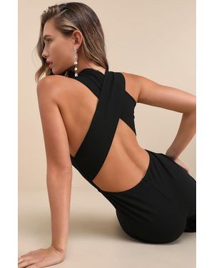 Lulus Thinking Out Loud Backless Jumpsuit - Black