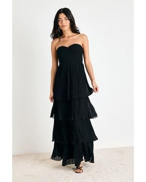 Lulus Seriously Sensational Strapless Tiered Maxi Dress - Black