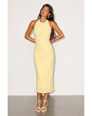 Lulus Sharona Floral Jacquard Backless Midi Dress - Natural