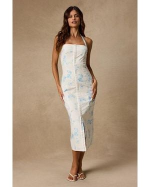 Lulus Arrosa Floral Halter Midi Dress - White
