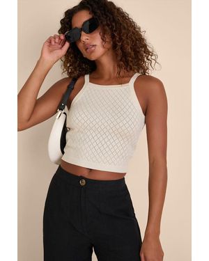 Lulus Zealand Cream Pointelle Knit Jumper Tank Top - Black
