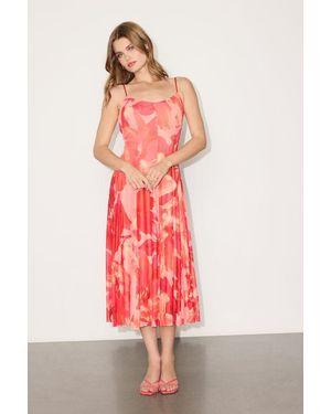 Lulus Atori Multi Floral Print Mesh Sleeveless Midi Dress - Pink