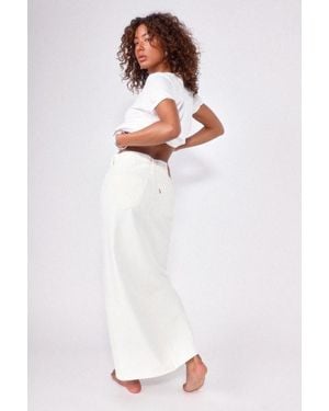 Levi's Ankle Column Denim High-Rise Skirt - White