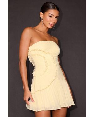 Lulus Brylee Butter Pleated Ruffled Strapless Mini Dress - Black