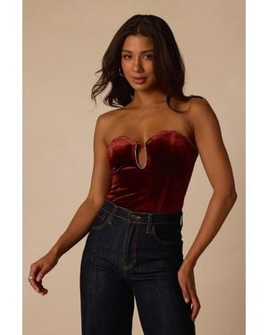Lulus Cha Cha Velvet Strapless Bodysuit - Brown