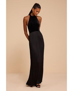 Lulus Dori Pleated Halter Maxi Dress - Natural