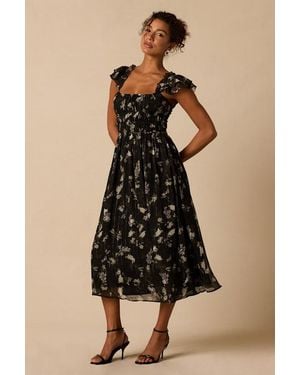 Lulus Lula Floral Print Midi Dress - Black