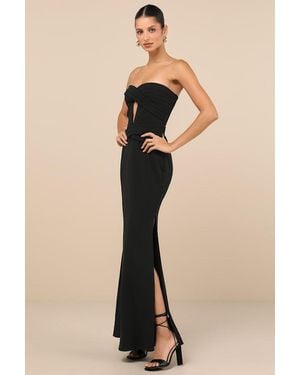 Lulus Elegant Finesse Pleated Cutout Maxi Dress - Black