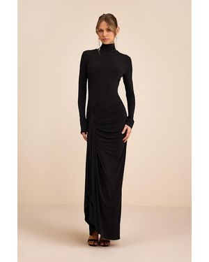 Lulus Tassana Jersey Knit Mock Neck Maxi Dress - Natural