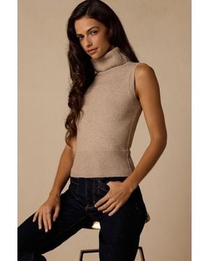 Lulus Sundholm Ribbed Turtleneck Sweater Tank - Natural