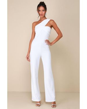 Lulus Devoted To Fun One-Shoulder Sleeveless Jumpsuit - Natural