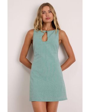 Lulus Connoly Gingham Keyhole Cutout Mini Dress - Green