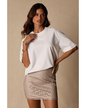 Lulus Jeanie Sequin High-Rise Mini Skirt - Brown
