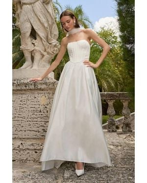 Lulus Angelica Satin Strapless Three-Piece Maxi Dress - White