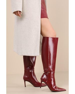 Billini Violetta Cherry Texture Pointed-Toe Over The Knee Boots - Pink