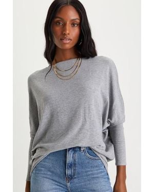 Lulus Basics Verla Dolman Sleeve Sweater Top - Gray