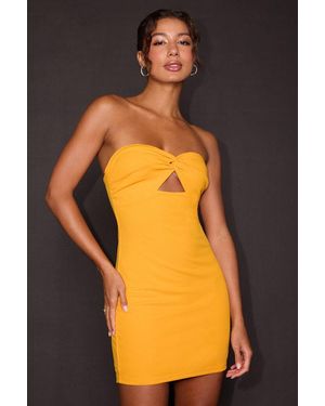 Lulus Kosha Twist-Front Bodycon Mini Dress - Yellow