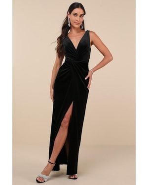 Lulus Beautiful Evenings Velvet Twist-Front Maxi Dress - Natural