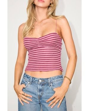 Lulus Jimena Striped Knit Ruched Cami Top - Purple